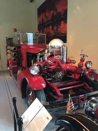 Firetruck! They have several - this Ahrens Fox N-S-2 is particularly cool because it served the city of Rotterdam from 1928 to 1971, including right through WW2. The huge pump on the front flows 1000 gallons per minute, and some of the water is diverted through the engine cooling system as the regular radiator won’t handle sustained full throttle on the 16.4L engine. Due to the heavy pump and engine in front, and the lack of power steering back then, firemen had to be specially trained to drive it: it has about a million turns lock to lock and a 72ft turning circle